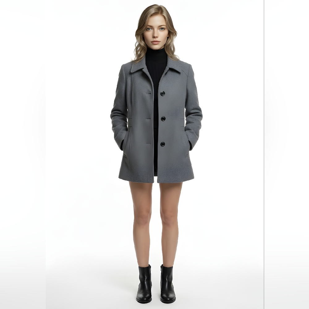 London Fog Womens Charcoal Grey Button Up Fully Lined Pea Coat - Size XL